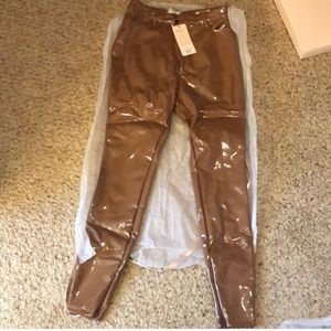 House of CB Haridan Coffee Patent Pant Small